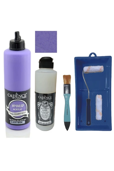 Mobilya Boyası-Cadence Multisurface H-034 Mor 500Ml Ultimate Vernik Parlak 250Ml Saten Rulo Set ürün görseli 1