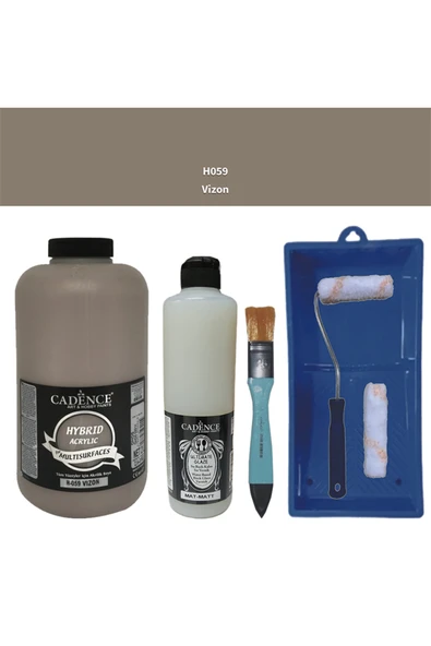 Mobilya Boyası-Cadence Multisurface H-059 Vizon 2000Ml Ultimate Vernik Mat 500Ml Saten Rulo Set ürün görseli 1