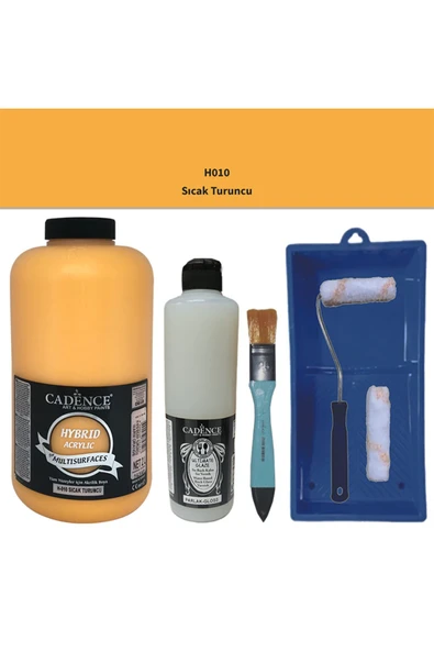 Mobilya Boyası-Cadence Multisurface H-010 S. Turuncu 2Lt Ultimate Parlak Vernik 500Ml Saten Rulo Set ürün görseli 1