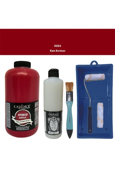 Mobilya Boyası-Cadence Multisurface H-054 Kan Kırmızı 2000Ml Ultimate Vernik Mat 500Ml SatenRuloSet ürün görseli 1