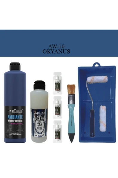 Fayans Tezgah B.-Ambiente Islak Zemin Aw-10 Okyanus 500Ml Katalizör 30Gr Taş Vernik 250 SatenRuloSet ürün görseli 1