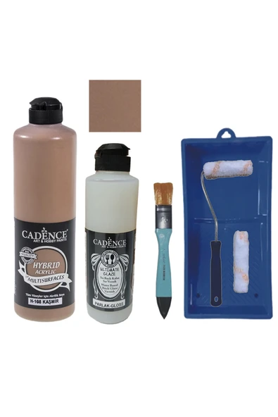 Mobilya Boyası-Cadence Multisurface H-108 Kaşmir 500Ml Ultimate Vernik Parlak 250Ml Saten Rulo Set ürün görseli 1