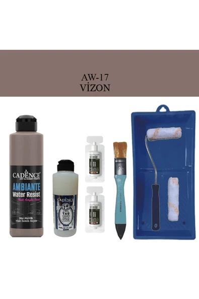 Fayans Tezgah B-Ambiente Islak Zemin Aw-17 Vizon 250Ml Katalizör 20Gr Taş Vernik 120 Saten Rulo Set ürün görseli 1