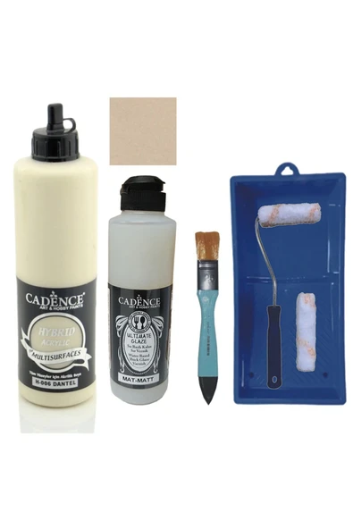 Mobilya Boyası-Cadence Multisurface H-006 Dantel 500Ml Ultimate Vernik Mat 250Ml Saten Rulo Set ürün görseli 1