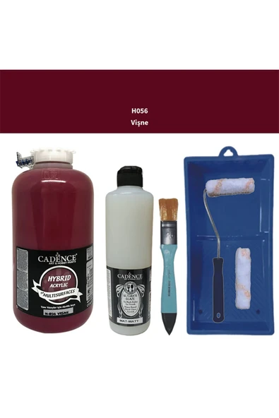 Mobilya Boyası-Cadence Multisurface H-056 Vişne 2000Ml Ultimate Vernik Mat 500Ml Saten Rulo Set ürün görseli 1