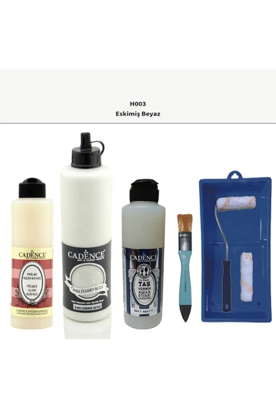 Banyo Mutfak Boyası-Cadence Multi H-003 Eskimiş Beyaz 500Ml Pya250Ml Taş Vernik Mat 250Ml Saten Rulo ürün görseli 1