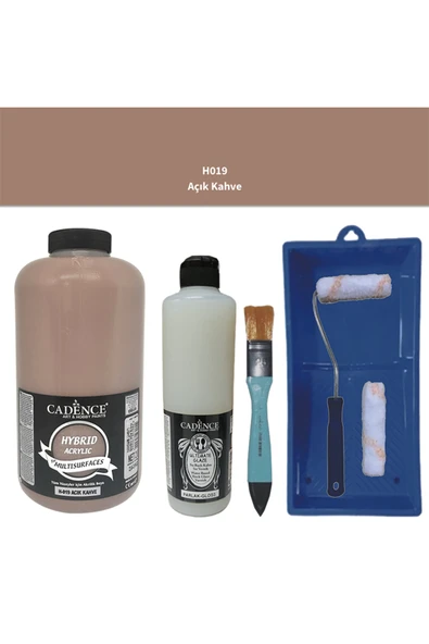 Mobilya Boyası-Cadence Multisurface H-019 Açık Kahve 2Lt Ultimate Parlak Vernik 500Ml Saten Rulo Set ürün görseli 1