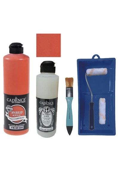 Mobilya Boyası-Cadence Multisurface H-105 Nar Çiçeği 500Ml Ultimate Vernik Parlak 250Ml SatenRuloSet ürün görseli 1
