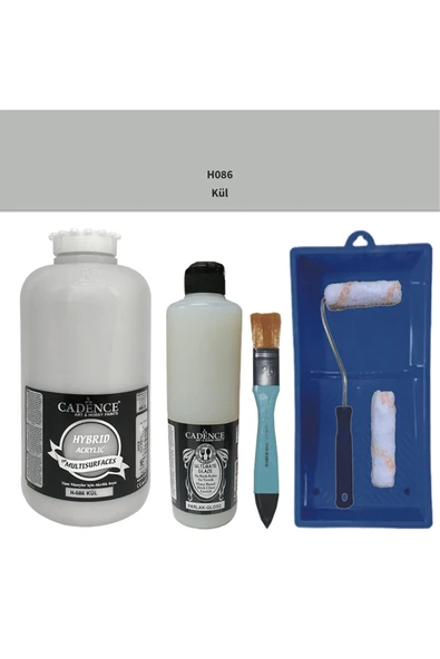 Mobilya Boyası-Cadence Multisurface H-086 Kül 2Lt Ultimate Parlak Vernik 500Ml Saten Rulo Set ürün görseli 1