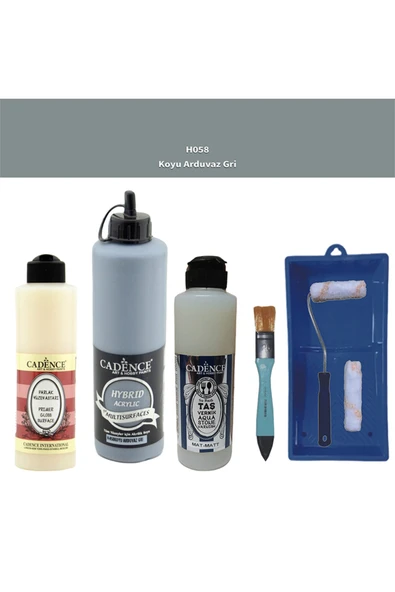 Banyo Mutfak Boyası-Cadence Multi H-058 Koyu Arduvaz Gri 500Ml Pya250Ml Taş Vernik Mat 250Ml Rulo ürün görseli 1