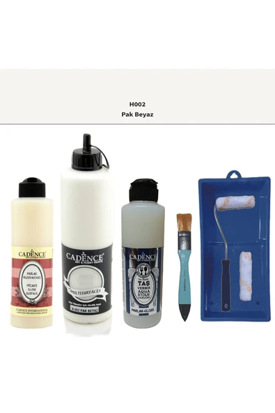 Banyo Mutfak Boyası-Cadence Multi H-002 Pak Beyaz 500Ml Pya 250Ml Taş Vernik Parlak 250Ml Saten Rulo ürün görseli 1