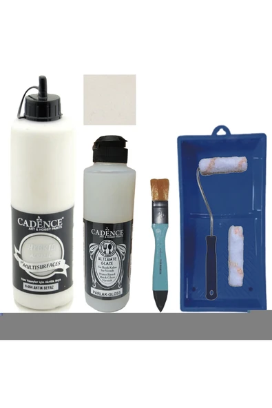 Mobilya Boyası-Cadence Multisurface H-004 Antik Beyaz 500Ml Ultimate Vernik Parlak 250Ml SatRuloSet ürün görseli 1