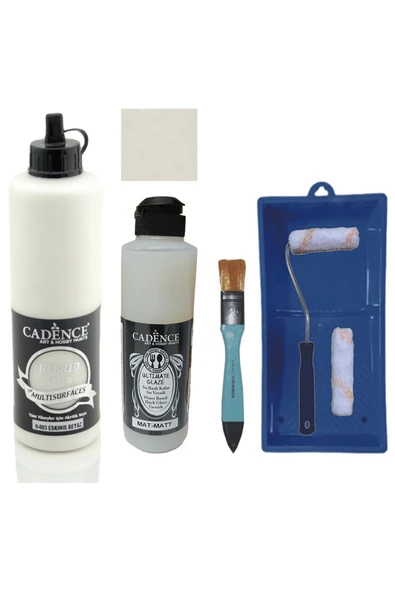 Mobilya Boyası-Cadence Multisurface H-003 Eskimiş Beyaz 500Ml Ultimate Vernik Mat 250Ml SatenRuloSet ürün görseli 1