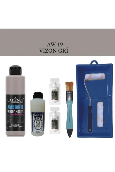 Fayans Tezgah B-Ambiente Islak Zemin Aw-19 VizonGri 250Ml Katalizör 20Gr Taş Vernik 120 SatenRuloSet ürün görseli 1