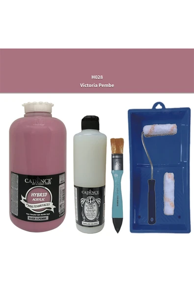 Mobilya Boyası-Cadence Multisurface H-028 V. Pembe 2Lt Ultimate Parlak Vernik 500Ml Saten Rulo Set ürün görseli 1
