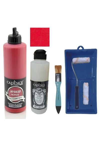Mobilya Boyası-Cadence Multisurface H-053 Crimson Kırmızı 500Ml Ultimate Vernik Mat 250Ml SatRuloSet ürün görseli 1