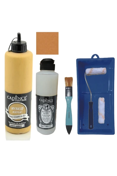 Mobilya Boyası-Cadence Multisurface H-013 Amber 500Ml Ultimate Vernik Mat 250Ml Saten Rulo Set ürün görseli 1