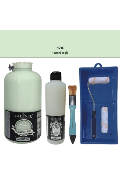 Mobilya Boyası-Cadence Multisurface H-045 Pastel Yeşil 2Lt Ultmate Parlak Vernik 500Ml Saten RuloSet ürün görseli 1