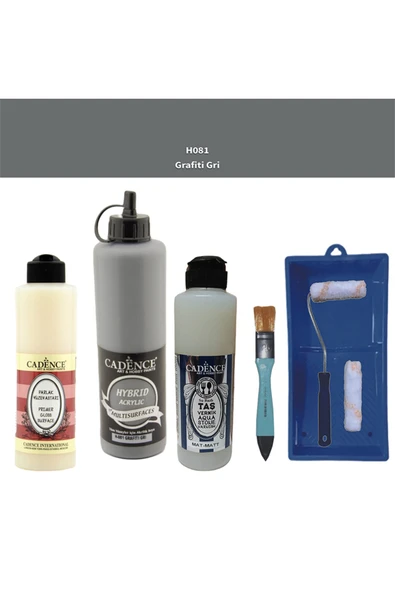 Banyo Mutfak Boyası-Cadence Multi H-081 Grafiti Gri 500Ml Pya250Ml Taş Vernik Mat 250Ml Saten Rulo ürün görseli 1