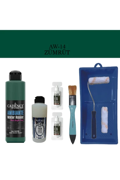 Fayans Tezgah B-Ambiente Islak Zemin Aw-14 Zümrüt 250Ml Katalizör 20Gr Taş Vernik 120 Saten Rulo Set ürün görseli 1