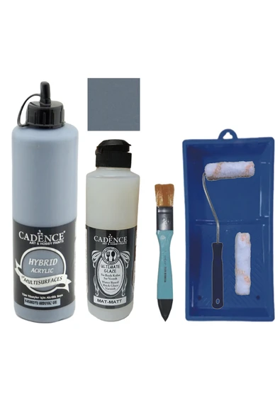 Mobilya Boyası-Cadence Multisurface H-058 K.Arduvaz Gri 500Ml Ultimate Vernik Mat 250Ml SatenRuloSet ürün görseli 1