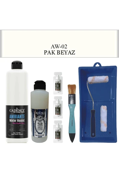 Fayans Tezgah B.-Ambiente Islak Zemin Aw-02 Pak Beyaz 500Ml Katalizör 30Gr Taş Vernik 250 Rulo Set ürün görseli 1