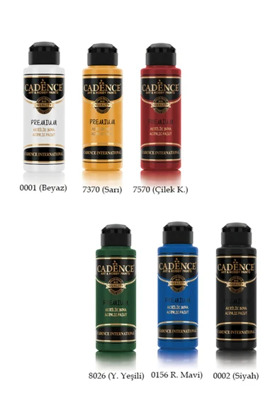 Premium Boya 120ml 6'lı Set Ana Renkler ürün görseli 1