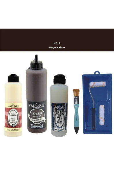 Banyo Mutfak Boyası-Cadence Multi H-018 Koyu Kahve 500Ml Pya250Ml Taş Vernik Parlak 250Ml Saten Rulo ürün görseli 1