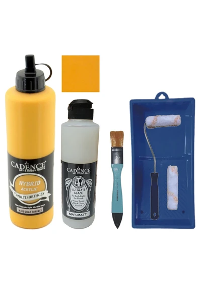 Mobilya Boyası-Cadence Multisurface H-010 Sıcak Turuncu 500Ml Ultimate Vernik Mat 250Ml SatenRuloSet ürün görseli 1