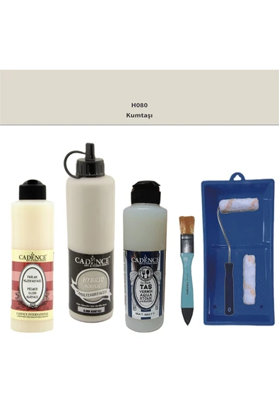 Banyo Mutfak Boyası-Cadence Multi H-080 Kumtaşı 500Ml Pya250Ml Taş Vernik Mat 250Ml Saten Rulo ürün görseli 1