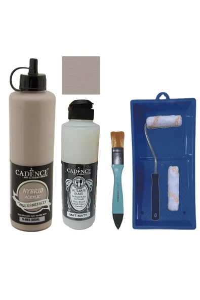 Mobilya Boyası-Cadence Multisurface H-085 Sisal 500Ml Ultimate Vernik Mat 250Ml Saten Rulo Set ürün görseli 1