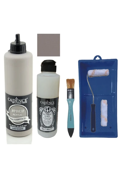 Mobilya Boyası-Cadence Multisurface H-022 M. Kahve 500Ml Ultimate Vernik Mat 250Ml Saten Rulo Set ürün görseli 1