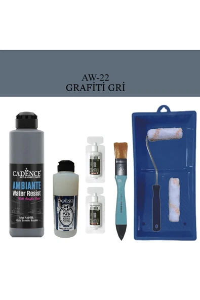 Fayans Tezgah B-Ambiente Islak Zemin Aw-22 GrafitiGri 250Ml Katalizör 20Gr TaşVernik120 SatenRuloSet ürün görseli 1