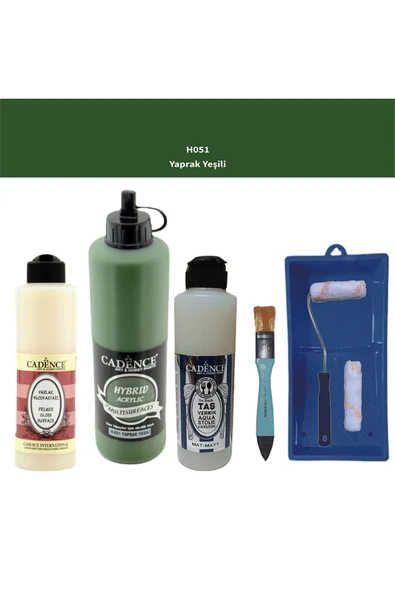 Banyo Mutfak Boyası-Cadence Multi H-051 Yaprak Yeşil 500Ml Pya250Ml Taş Vernik Mat 250Ml Saten Rulo ürün görseli 1