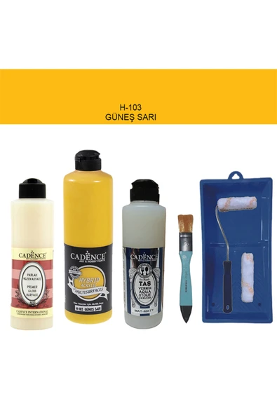 Banyo Mutfak Boyası-Cadence Multi H-103 Güneş Sarı 500Ml Pya250Ml Taş Vernik Mat 250Ml Saten Rulo ürün görseli 1
