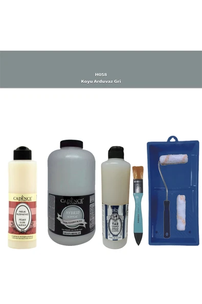 Banyo Mutfak Boyası-Cadence Multi H-058 Koyu Arduvaz Gri 2Lt Pya 500Ml Taş Vernik 500Ml Ruloset ürün görseli 1