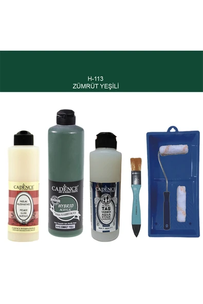 Banyo Mutfak Boyası-Cadence Multi H-113 Zümrüt Yeşili 500Ml Pya250Ml Taş Vernik Mat 250Ml Saten Rulo ürün görseli 1
