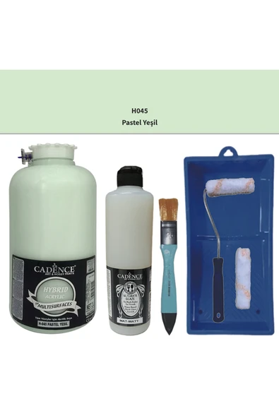 Mobilya Boyası-Cadence Multisurface H-045 Pastel Yeşil 2000Ml Ultimate Vernik Mat 500Ml SatenRuloSet ürün görseli 1