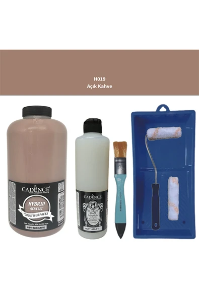Mobilya Boyası-Cadence Multisurface H-019 Açık Kahve 2000Ml Ultimate Vernik Mat 500Ml Saten Rulo Set ürün görseli 1