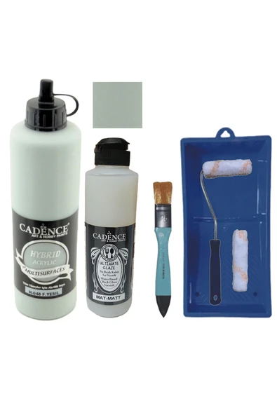 Mobilya Boyası-Cadence Multisurface H-048 F.Yeşil 500Ml Ultimate Vernik Mat 250Ml Saten Rulo Set ürün görseli 1