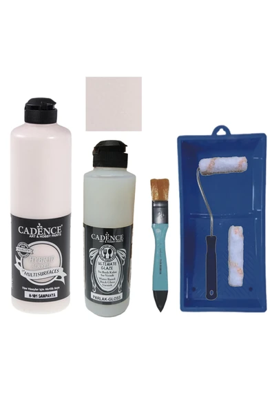 Mobilya Boyası-Cadence Multisurface H-101 Şampanya 500Ml Ultimate Vernik Parlak 250Ml Saten Rulo Set ürün görseli 1