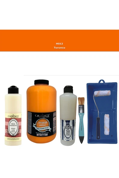 Banyo Mutfak Boyası-Cadence Multi H-012 Turuncu 2Lt Pya 500Ml Taş Vernik Parlak 500Ml Ruloset ürün görseli 1