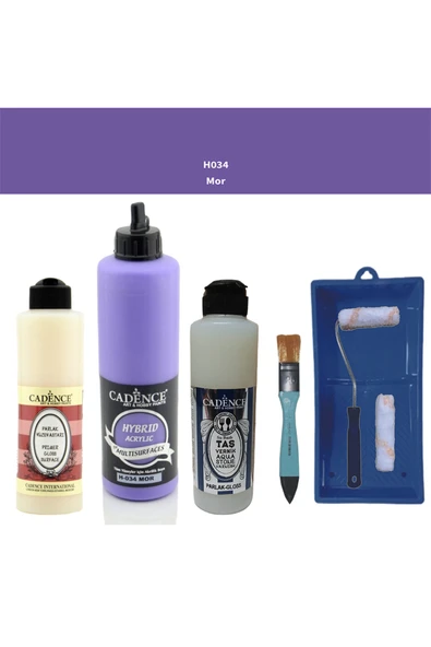 Banyo Mutfak Boyası-Cadence Multi H-034 Mor 500Ml Pya250Ml Taş Vernik Parlak 250Ml Saten Rulo ürün görseli 1