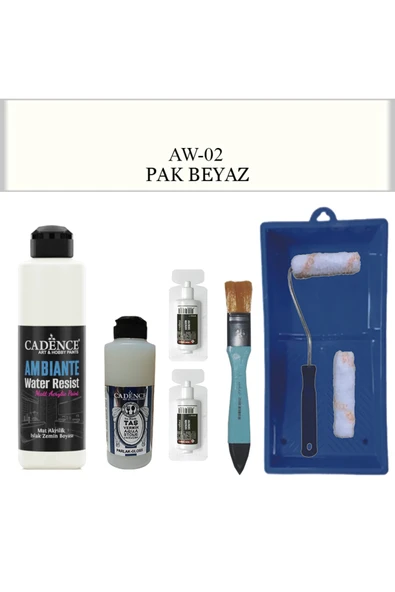 Fayans Tezgah B-Ambiente Islak Zemin Aw-02 PakBeyaz 250Ml Katalizör 20Gr Taş Vernik 120 SatenRuloSet ürün görseli 1