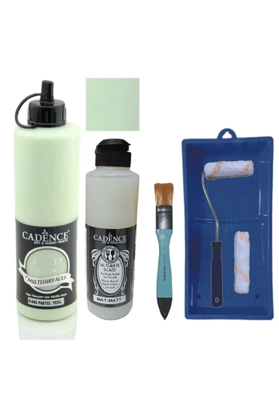 Mobilya Boyası-Cadence Multisurface H-045 Pastel Yeşil 500Ml Ultimate Vernik Mat 250Ml SatenRuloSet ürün görseli 1