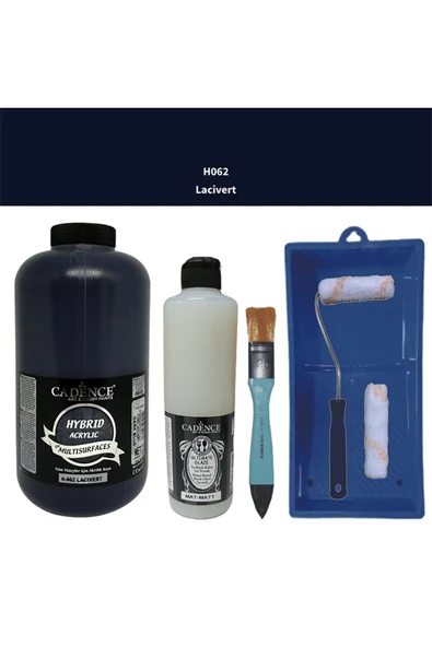 Mobilya Boyası-Cadence Multisurface H-062 Lacivert 2000Ml Ultimate Vernik Mat 500Ml Saten Rulo Set ürün görseli 1