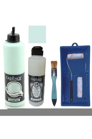 Mobilya Boyası-Cadence Multisurface H-043 Açık Yeşil 500Ml Ultimate Vernik Parlak 250Ml SatenRuloSet ürün görseli 1