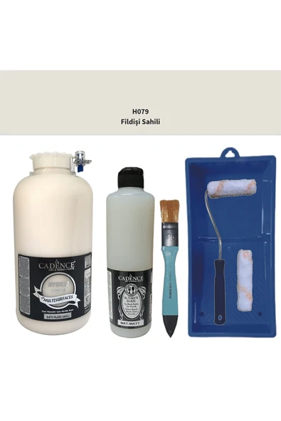 Mobilya Boyası-Cadence Multisurface H-079 Fildişi Sahili 2000Ml Ultimate Vernik Mat 500Ml SatRuloSet ürün görseli 1