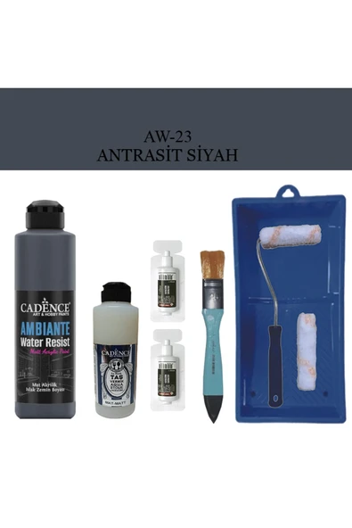 Fayans Tezgah B-Ambiente Islak Zemin Aw-23 Antrasit 250Ml Katalizör20Gr TaşVernikMat120 SatenRuloSet ürün görseli 1