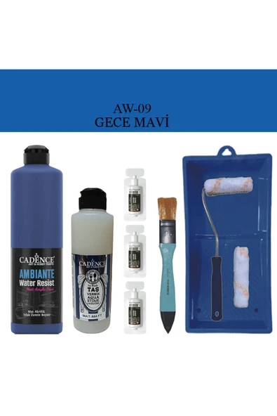 Fayans Tezgah B-Ambiente Islak Zemin Aw-09 Gece Mavi 500Ml Katalizör30Gr Taş Vernik Mat 250 Rulo Set ürün görseli 1
